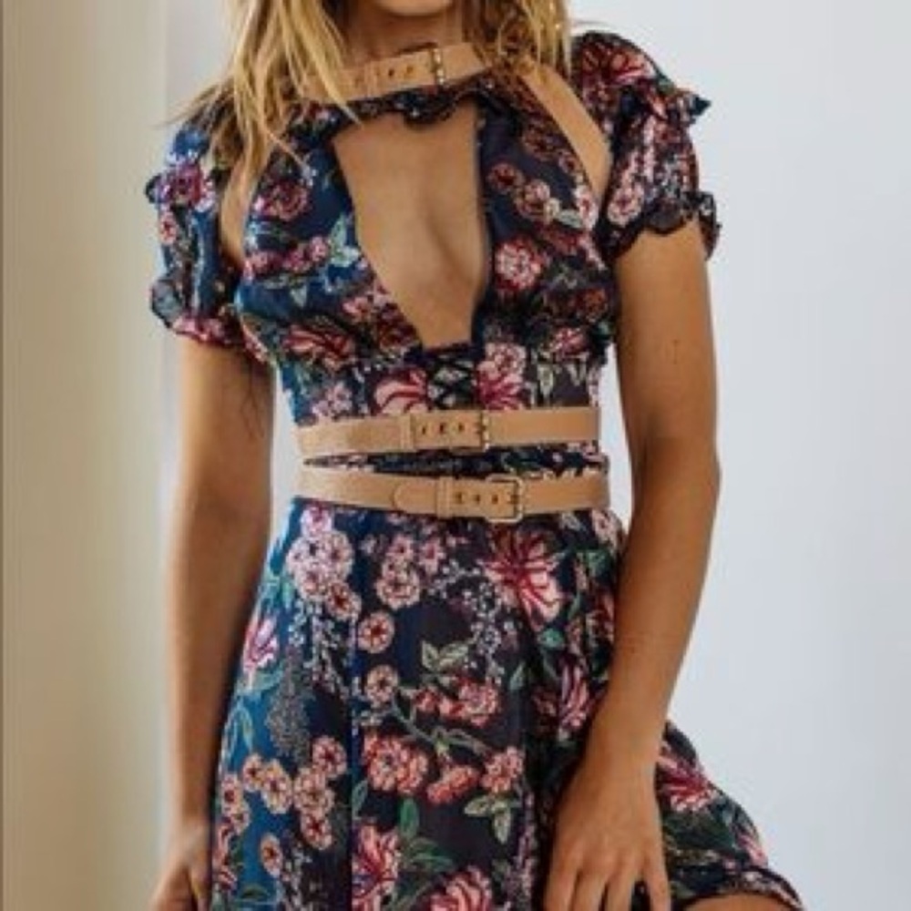 For Love & Lemons Tan Faux Leather Harness XS